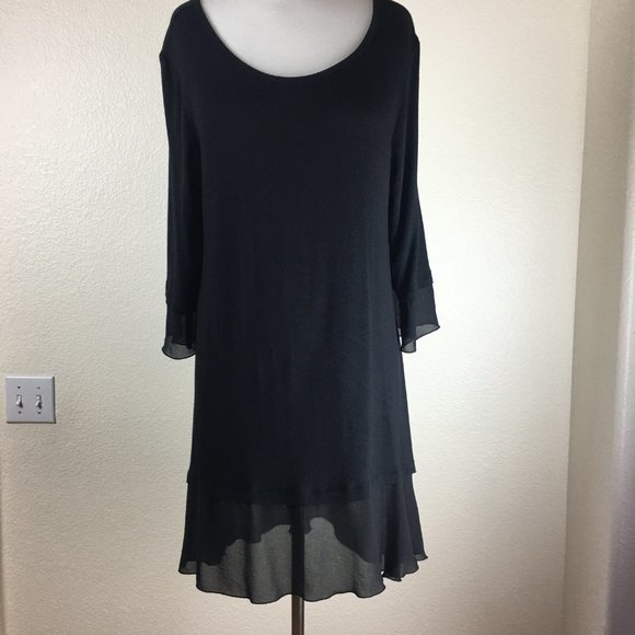 Cha Cha Vente Black Jersy See Through Dress - Picture 1 of 6